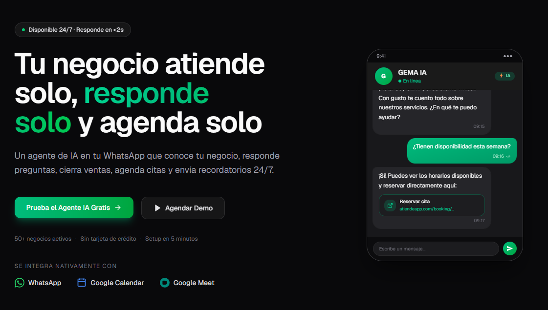 AtiendeApp | Automatiza tu Whatsapp | Responde, Vende y Agenda en Automático